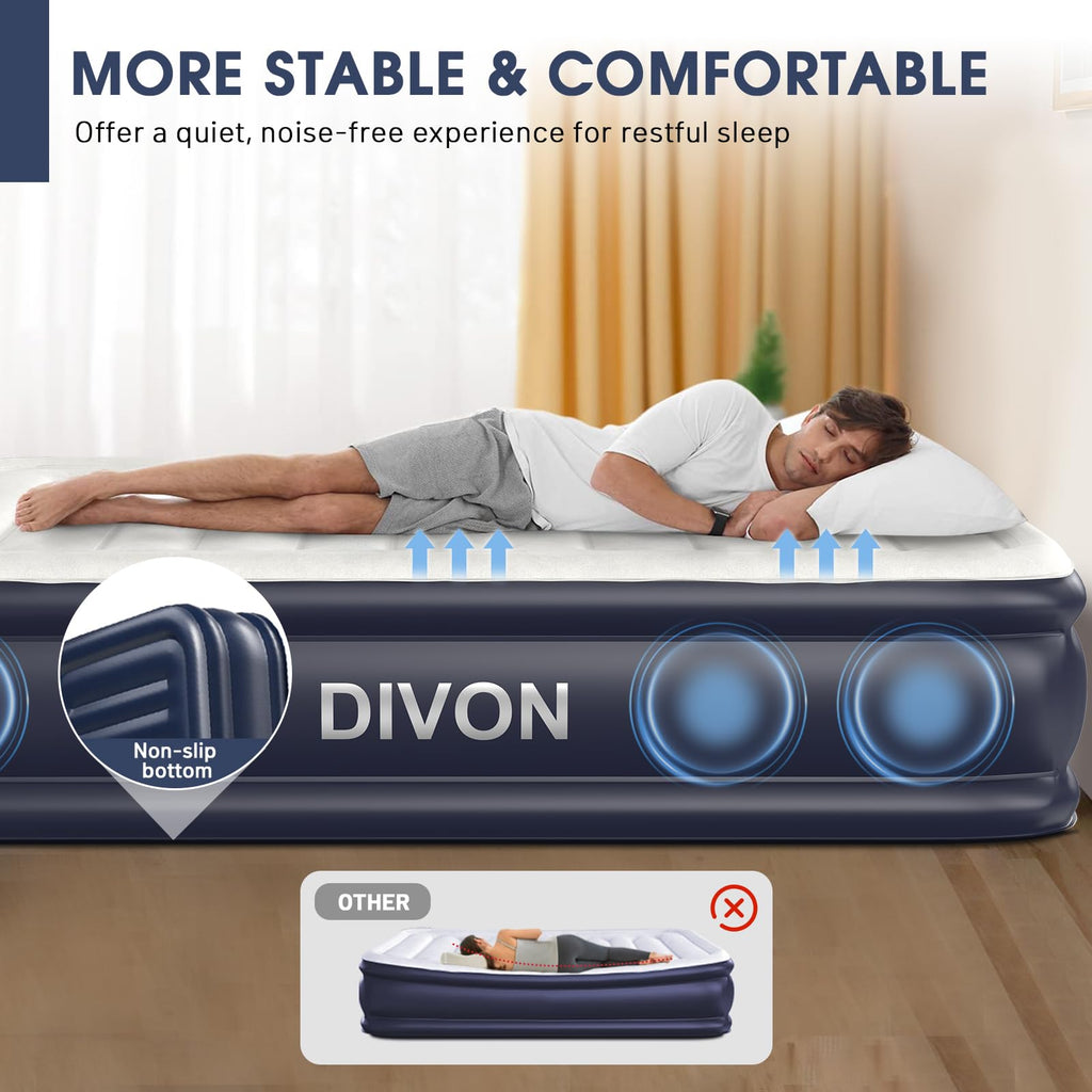 Air Mattress Queen With Built In Pump,18''Raised Blow Up Mattress 2 Mins Self-Inflation/Deflation,Upgraded Thicker Inflatable Mattress，Air Bed with Storage Bag for Guests,Home，Camping，660 lbs Max