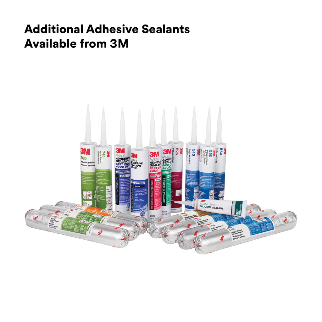 3M Marine Adhesive Sealant 4000 UV (05280), Medium Strength Flexible Waterproof Adhesive Sealant for Boats and RVs, UV Resistant, Cures in 24 Hours, White, 3 fl oz Tube