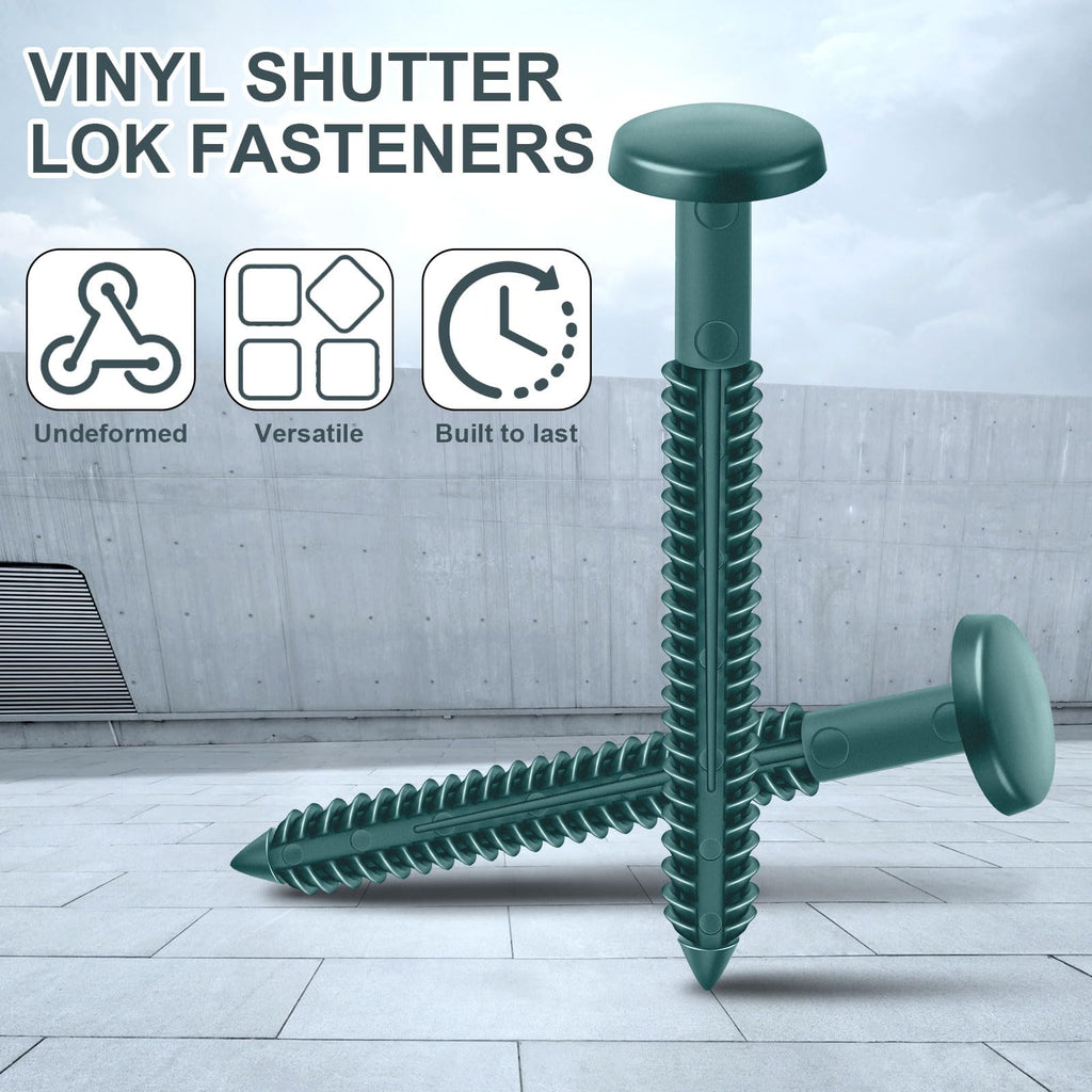 Blulu 36 Pcs 3 Inch Vinyl Shutter Fastener Window Panel Peg Lok Pin Pegs Screws Shutter Spikes Anchor (Forest Green)