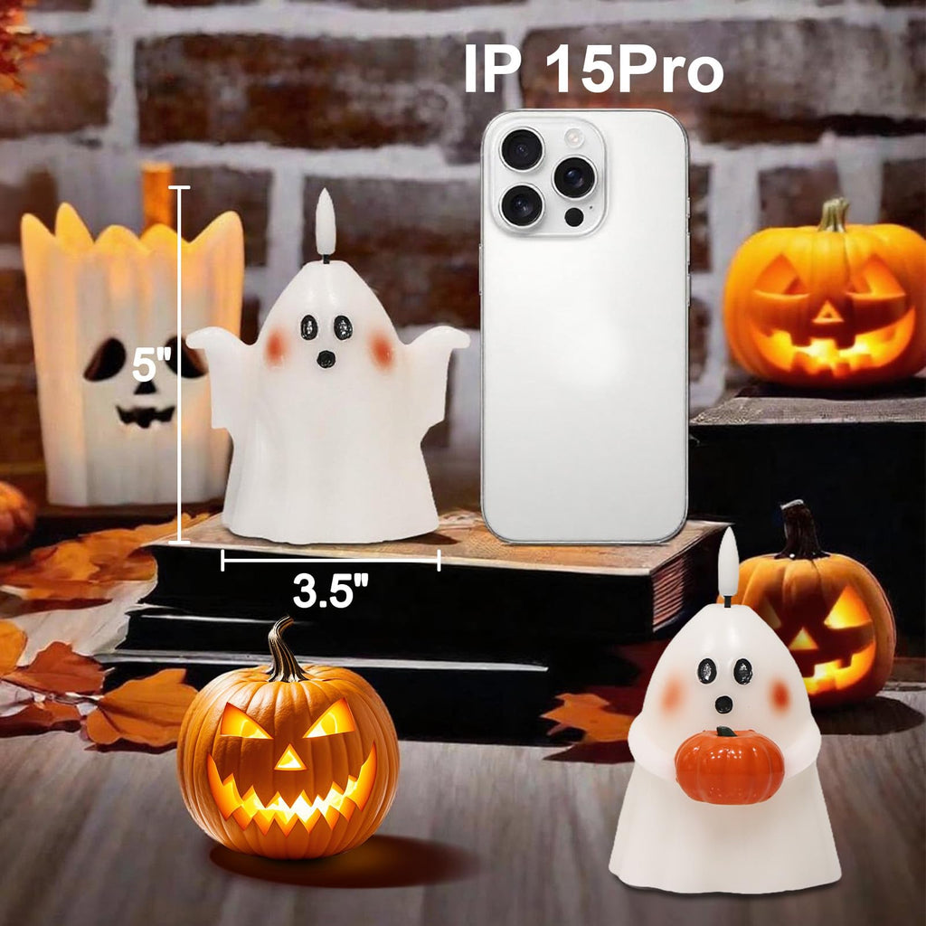 Wondise Halloween Flameless Candles with 6hrs Timer Spooky Ghost
