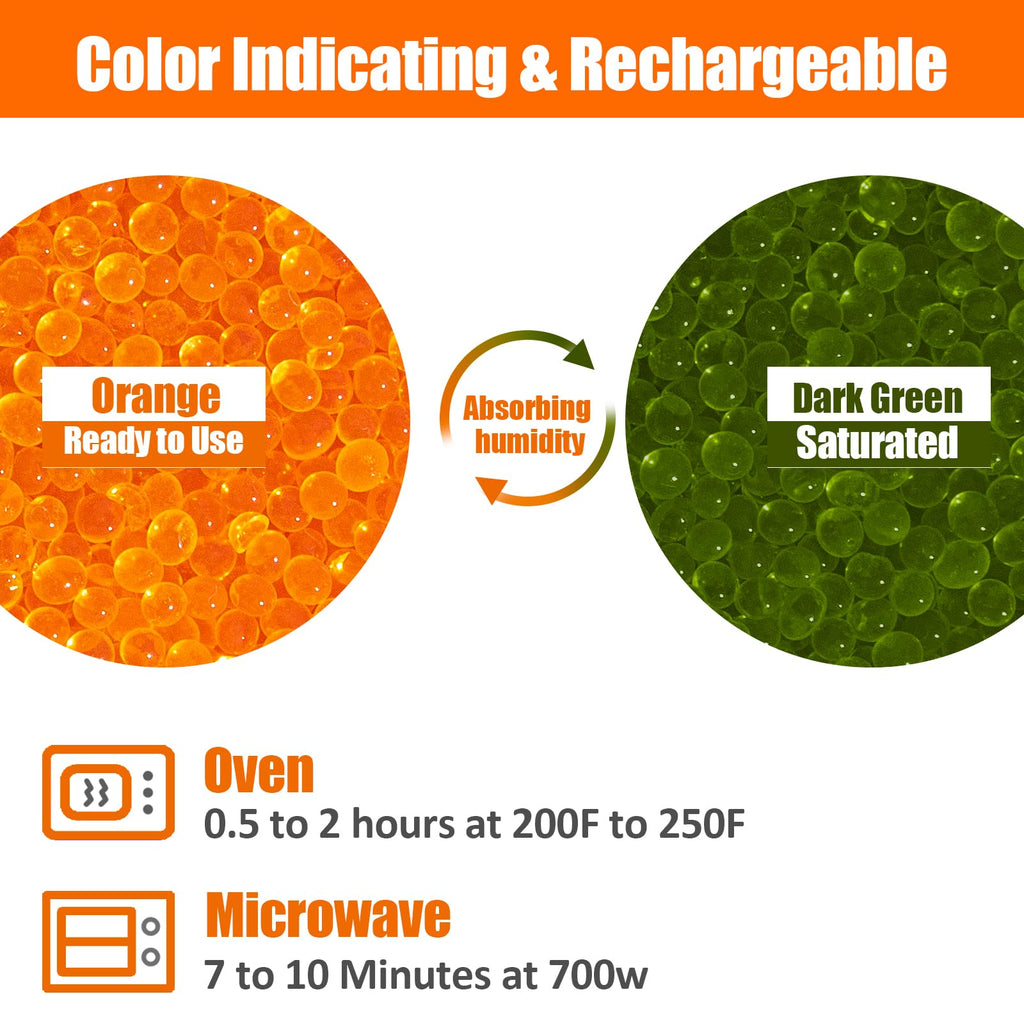 8LBS Silica Gel Desiccant Beads, Premium Orange Indicating Reusable Desiccant Bulk, Industry 3-5 mm Silica Beads Dehumidifier for 3D Filament, Electronic Devices, Camera, Jewelry, Safe (10PCS Bags)