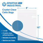 8" X 10" Self-Sealing Cellophane Bags (1000 Count) Clear Resealable Cello Bags for Art Prints, Photos, Stickers, Cookies, and Crafts - Resealable Adhesive Flap, Reinforced Sides - Spartan Industrial