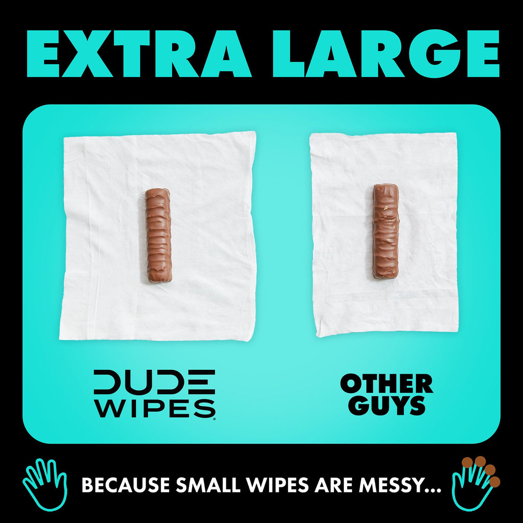 DUDE Wipes Mint Chill Travel Wipes - 6 Packs of 18 (108 Count) - Extra-Large Adult Flushable Wipes - Infused with Tea Tree Oil, Vitamin E, and Aloe - Septic and Sewer Safe