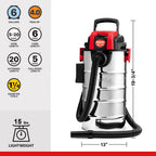 Shop-Vac 6 Gallon 4.0 Peak HP Wet/Dry Vacuum, Wall Mountable Shop Vacuum