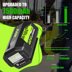 7500mAh 2 Packs OP4075A Battery and OP401 Charger Replacement for Ryobi 40V Battery and Charger Combo Kit Compatible with Ryobi 40 Volt Batteries OP40601 OP40602 OP4050 OP40501 OP4040 OP40404(Green)