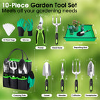 WOWBOX Garden Tools Set, 10 PCS Heavy Duty Gardening Hand Tools Kit, Green