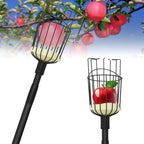 Pragmatist Fruit Picker Pole Tool with Basket, 9.6 FT (116 Inch) Adjustable Fruit Grabber Reacher Tool Long Handle Fruit Catcher for Apple Lemon Pear Citrus Mango Tree Gardening Supplies, Black