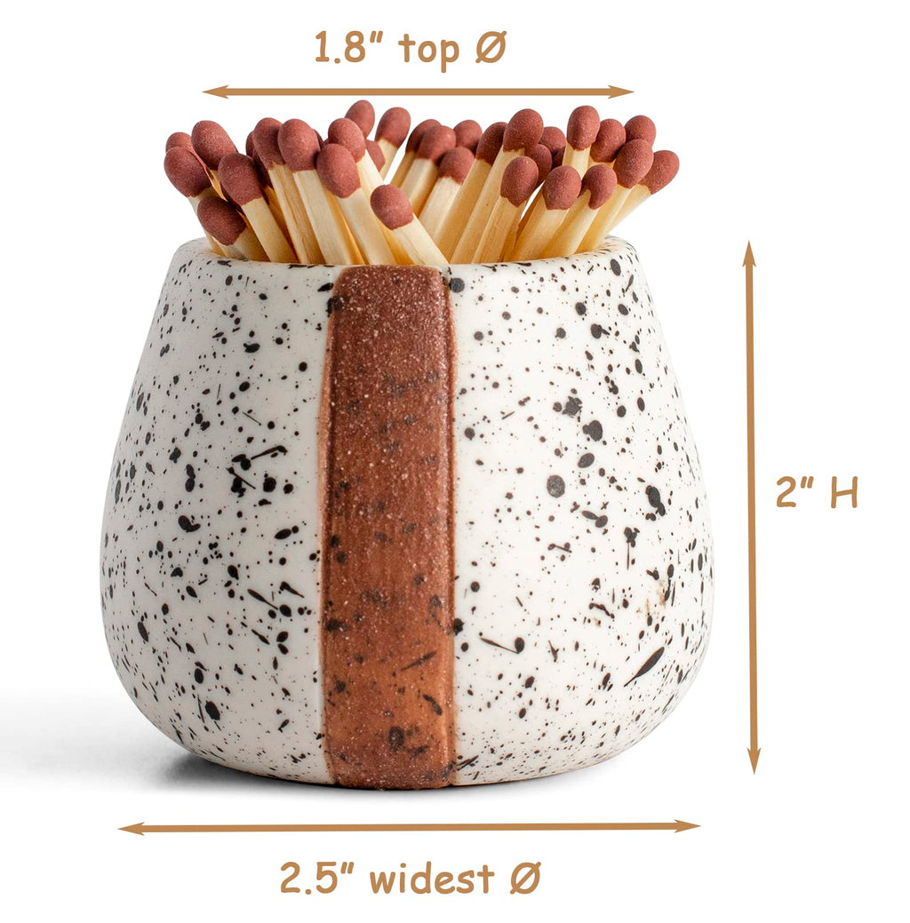 Amarcado Ceramic Match Holders with Striker - Set of 2 - Candle Accessories - Candle Lover Gifts - Housewarming Gift - Matches NOT included