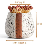 Amarcado Ceramic Match Holders with Striker - Set of 2 - Candle Accessories - Candle Lover Gifts - Housewarming Gift - Matches NOT included