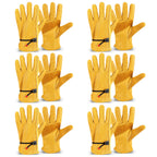 Tarpop 6 Pairs Men's Cowhide Leather Gloves Large Cowhide Leather Gardening Gloves with Reinforced Palm Stretchable Wrist Tough Working for Wood Cutting Construction Driving Garden Working