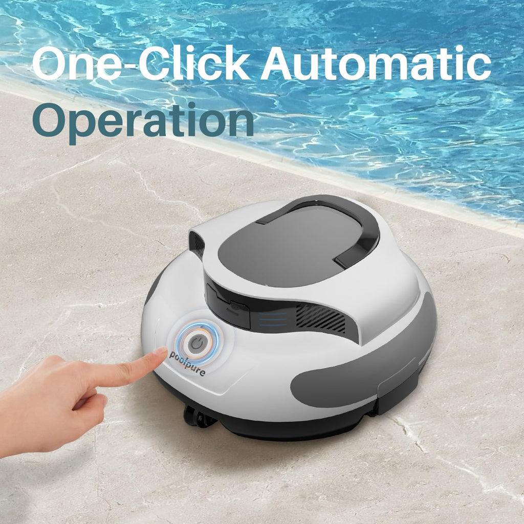 POOLPURE AquaGuard SE II Cordless Pool Vacuum, Dual Motor, 5000mAh Battery, 120 Minutes Runtime, Blue, 1000 Sq Ft Coverage, Automatic