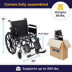 Drive Medical K318DFA-ELR Cruiser III Lightweight Folding Wheelchair with Flip Back Detachable Full Arms and Elevating Leg Rest (Black, 18 Inch, 39lbs)