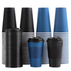SIUQ 100 Pack 16 oz Coffee Cups with Lids, Disposable Hot Paper Coffee Cups