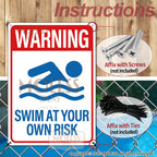 MOLESS 2 Pack Pool Safety Signs Bundle – 14x10 Inch Pool Signs for Outside Outdoor Decor, Watch Your Children & Swim at Your Own Risk, Durable 0.040 Aluminum Weatherproof, Easy to Mount, PSP-2403
