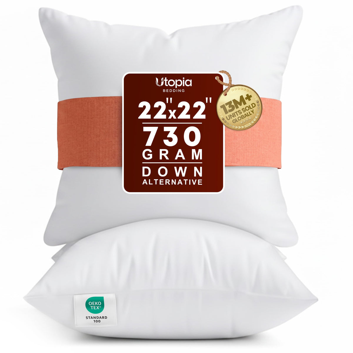 Utopia Bedding 22x22 Pillow Inserts, White Throw Pillows for Couch, 2 Pack