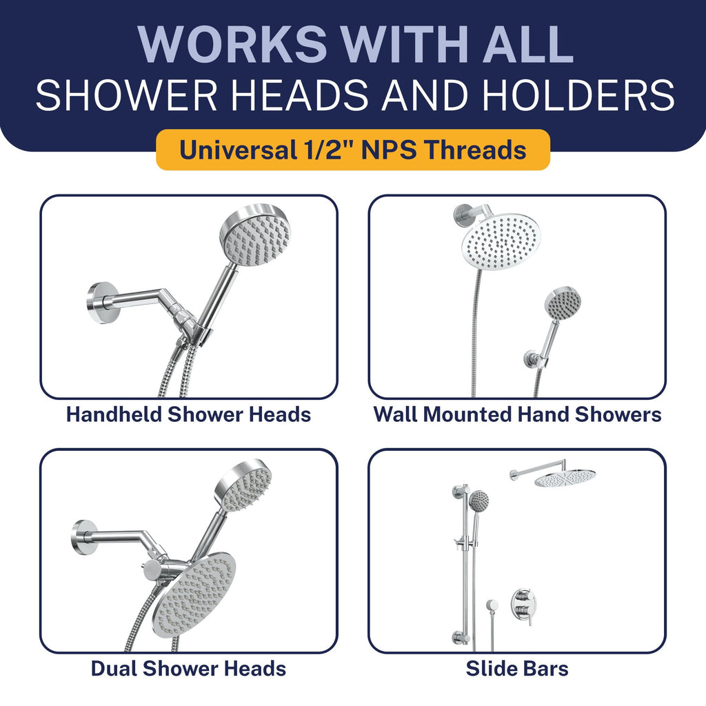 HammerHead Showers Solid Metal Shower Hose Attachment for Showerhead, Extra-Long 72-Inch Universal Replacement Hose for Hand held Shower, Chrome