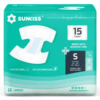 SUNKISS TrustPlus Adult Diapers with Maximum Absorbency, Unisex Disposable Incontinence Briefs with Tabs for Men and Women, Odor Control, Small, Previously XSmall, 15 Count