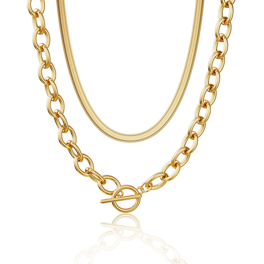 CHESKY 14K Gold Plated Chunky Paperclip Necklace