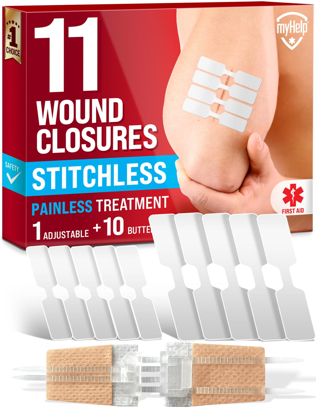 Emergency Wound Closure Strip - Laceration Closure Kit - Stitchless & Easy to Use - Butterfly Bandage