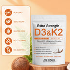 WDVNEX Vitamin D3 K2 Magnesium Complex, Extra Strength D3 & K2 with Triple Magnesium Softgels, D3 + K2 (Mk-7) | Support Bone & Immune | Improve Energy | Non-GMO, 200 Softgels (1) (1)