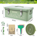 Pimoys Metal Seed Storage Box With Lid, 4 Compartments, Garden Organizer