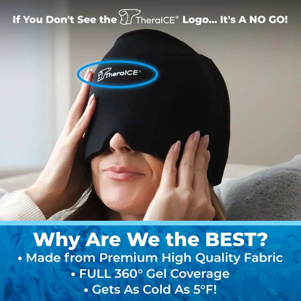 TheraICE Migraine Headache Relief Cap (Original (Black & Pink), 2.00, Count)