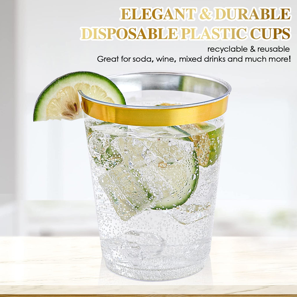 FOCUSLINE 100 Count 10 oz Gold Plastic Cups