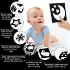 High Contrast Baby Cards for Infants, Black and White Baby Cards High Contrast Baby Toys for Newborns Visual Stimulation Brain Development Learning 20 Pcs 40 Pages 5.7'' x 5.7'' （0-3 Months）