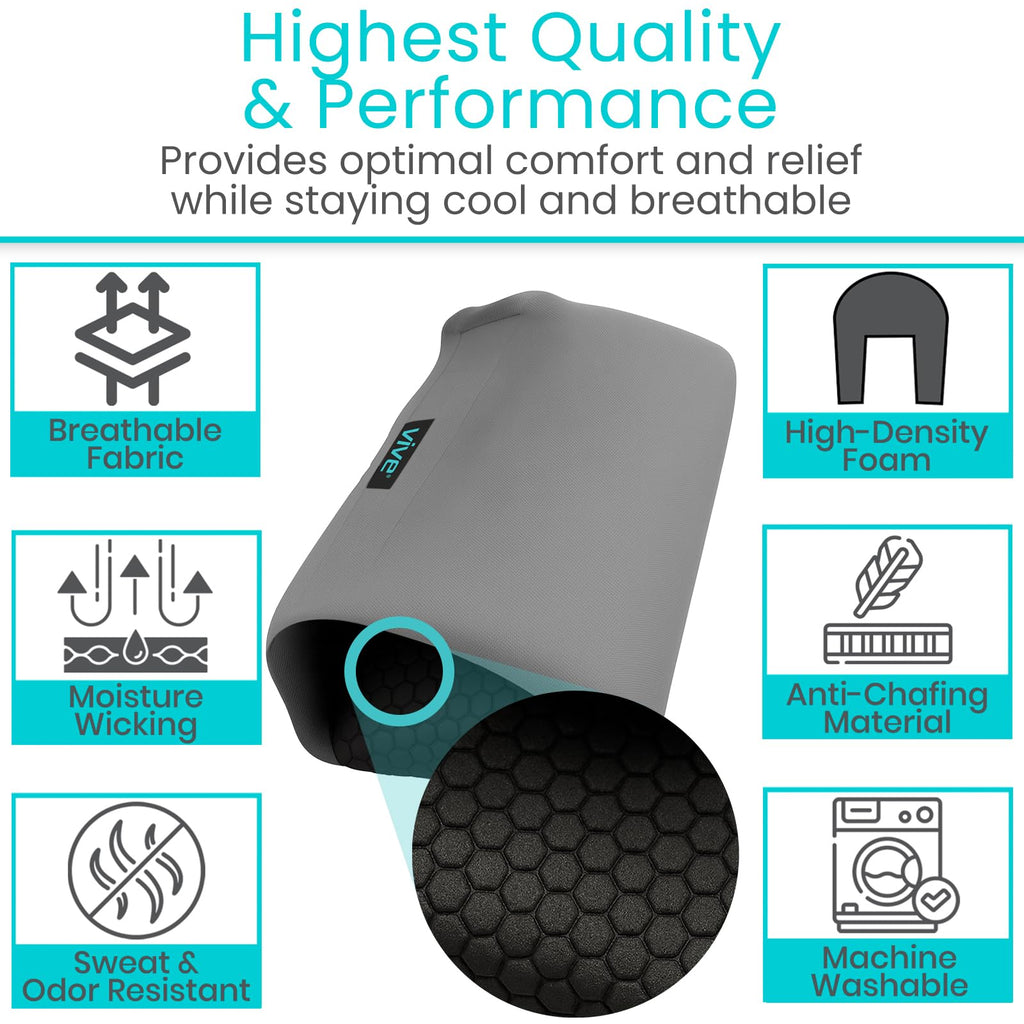 Vive Crutch Pads & Hand Grips - Padding for Walking Arm Crutches - Universal Underarm Padded Forearm Handle Pillow Covers for Hand Grips - Soft Foam Armpit Accessories for Adults, Kids (Gray)