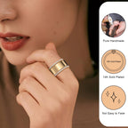 2-Pack 14K Gold Plated Stackable Bands for Oura Ring 5/Oura Ring Gen 4/3
