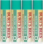 Burt's Bees Medicated Lip Balm, With Eucalyptus Oil and Menthol, Tint-Free, Natural Origin Lip Care, 4 Tubes, 0.15 oz.