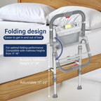 Foldable Bed Rails for Elderly Adults Safety - Heavy Duty Bed Rail for Seniors with Adjustable Height,Bed Side Rails with Motion Sensor Light and Storage Pocket,Fits King Queen Full Twin Beds,400LBS