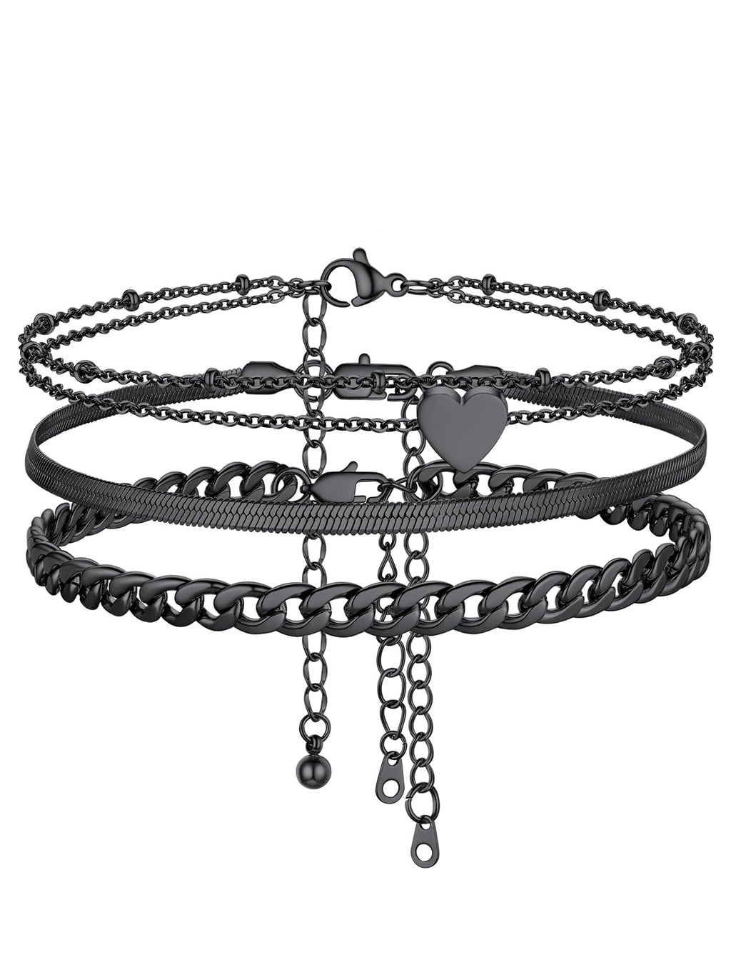 FOCALOOK Anklet Bracelets Set for Women, Plus Size Chain Anklet 8.5-10.5"