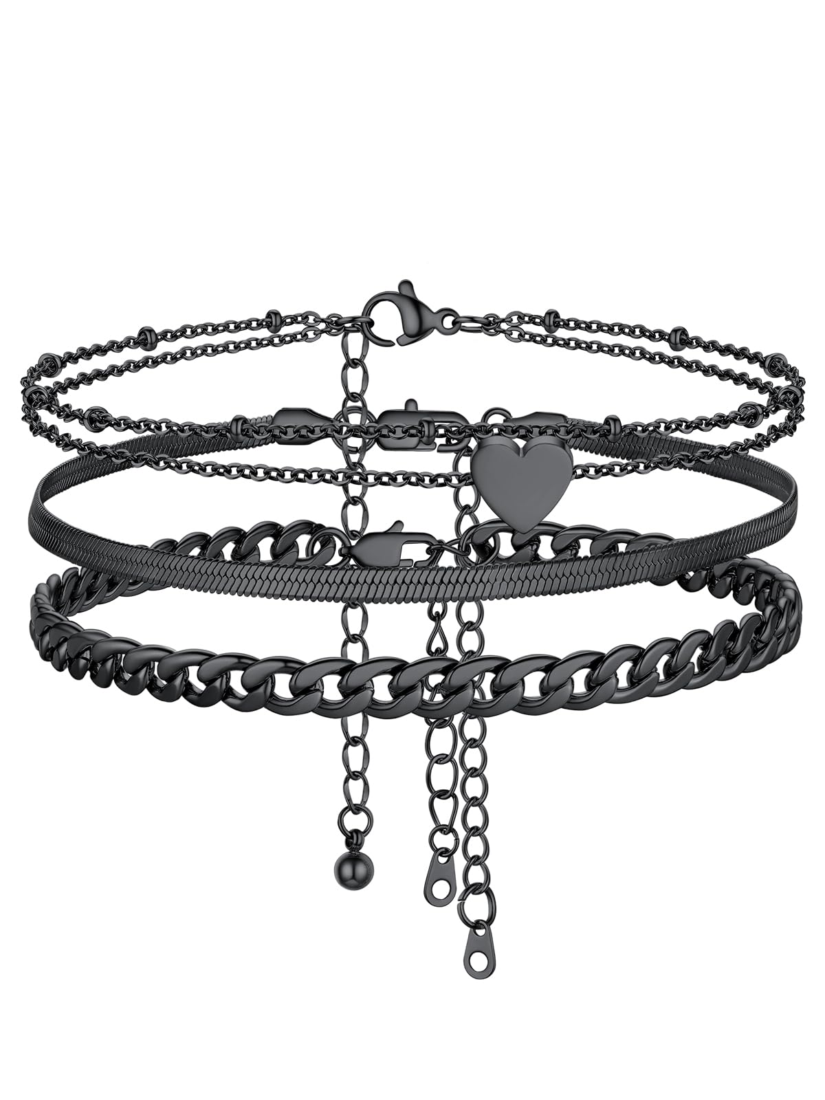 FOCALOOK Anklet Bracelets Set for Women, Plus Size Chain Anklet 8.5-10.5"