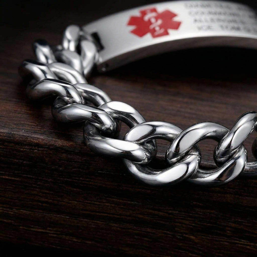 Custom Engraved Medical Alert Bracelet for Men and Women, Titanium Steel