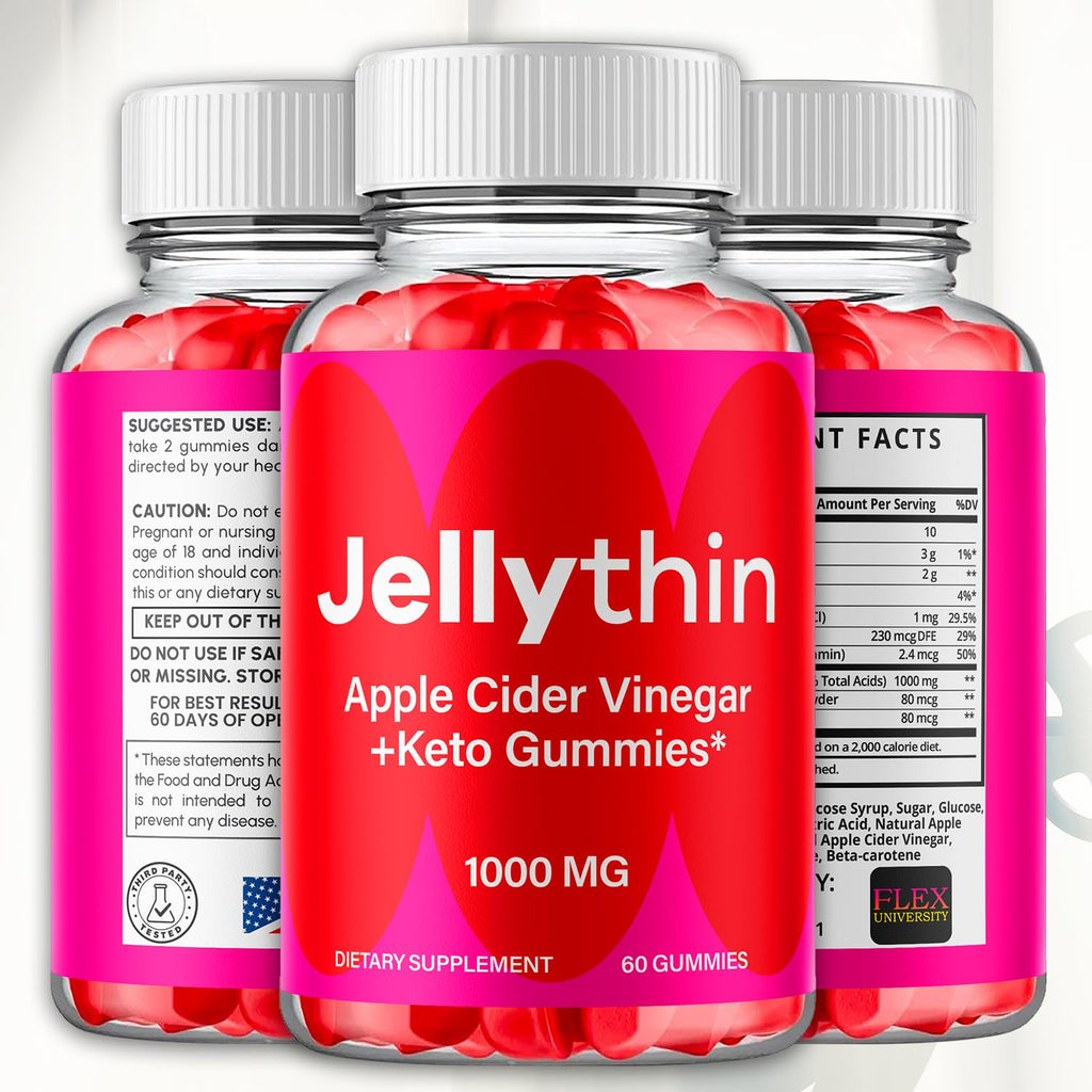 (5 Pack) Jelly Thin Gummies, Jellythin Weight Management Gummys with Apple Cider Vinegar, Advanced Health and Wellness Formula Gummys with Maximum Strength Active Lifestyle Multivitamins (300 Gummies)