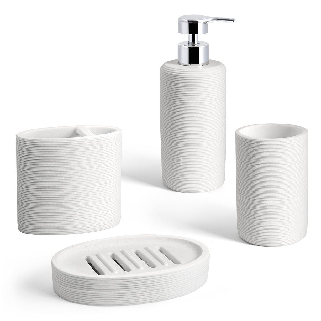 Allure Home Creation Huron Resin Sandstone 4-Pc Bathroom Accessory Set