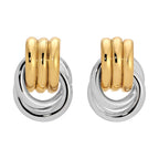 Baby Knot Mixed Metal Statement Earrings – 18K Gold & Silver Plated Earrings – Modern Twisted Knot Design – Bold Everyday Jewelry by Heaven Mayhem