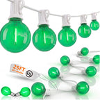 25Ft G40 LED Outdoor Globe String Lights, Outdoor St. Patrick's Day Decorations Lights with 27 Shatterproof Green Bulbs, Hanging Patio Light Waterproof for Irish-themed Party Backyard Garden Wedding