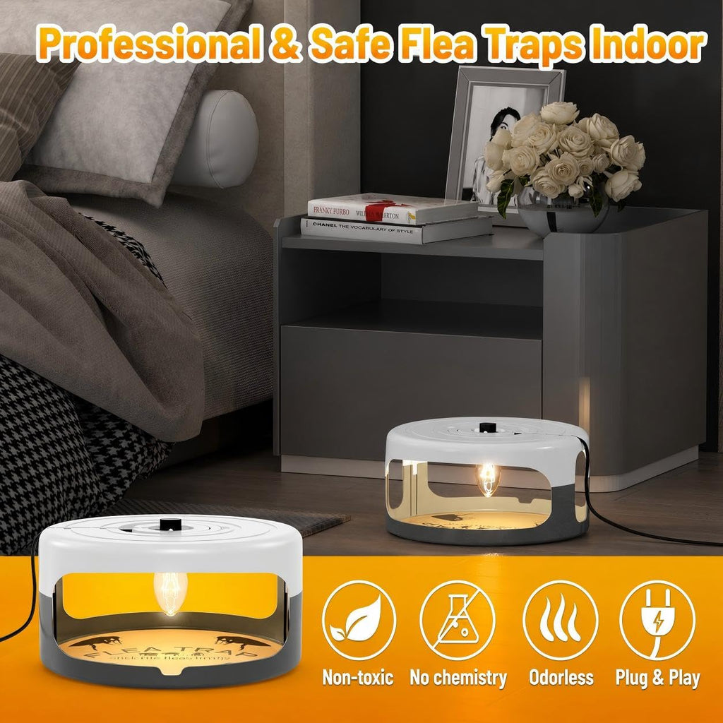 2 Pack Flea Traps for Inside Your Home, Indoor Flea Traps with 8 Sticky Pads, Flea Monitoring Trap for Home, Sticky Insect Catcher for Fleas, Moths & Gnats