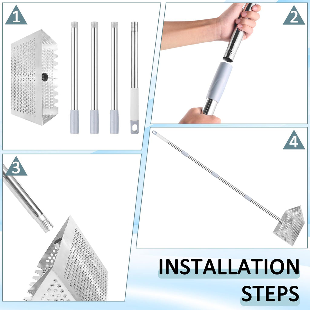 Sand Flea Rake, 65" Long Handle Stainless Steel Sand Sifter for The Beach
