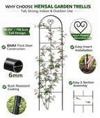 46.6" Metal Garden Trellis, 3-Section Plant Trellis for Climbing Plants Indoor & Outdoor, Plant Support for Large Pots, Grow Bags & Raised Beds, Roses, Tomato Plants & Vines, 1 Pack, Black