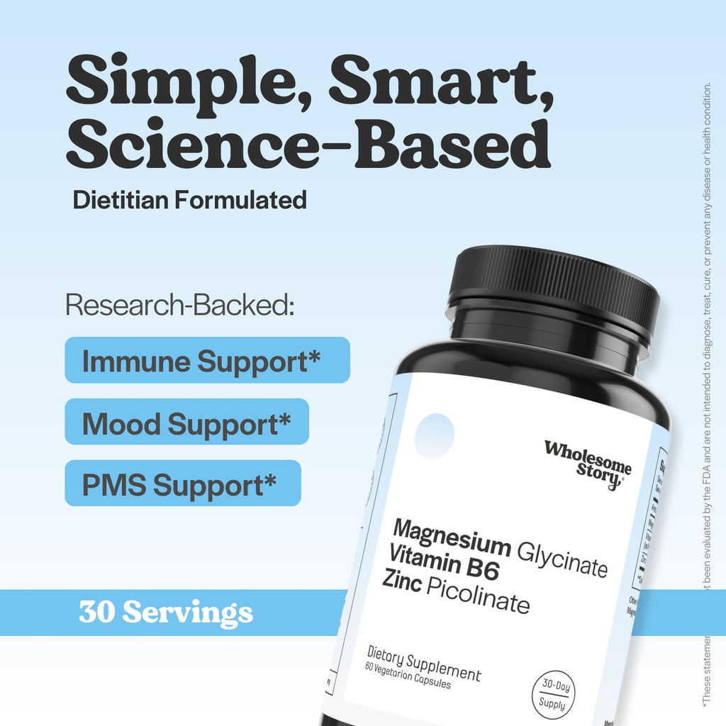 Zinc Picolinate, Magnesium Glycinate Supplements with P5P Vitamin B6 | Magnesium and Zinc Vitamin | Reproductive & Fertility Health, Hormone Balance, Immune System Support | 30 Day Supply (Pack of 2)