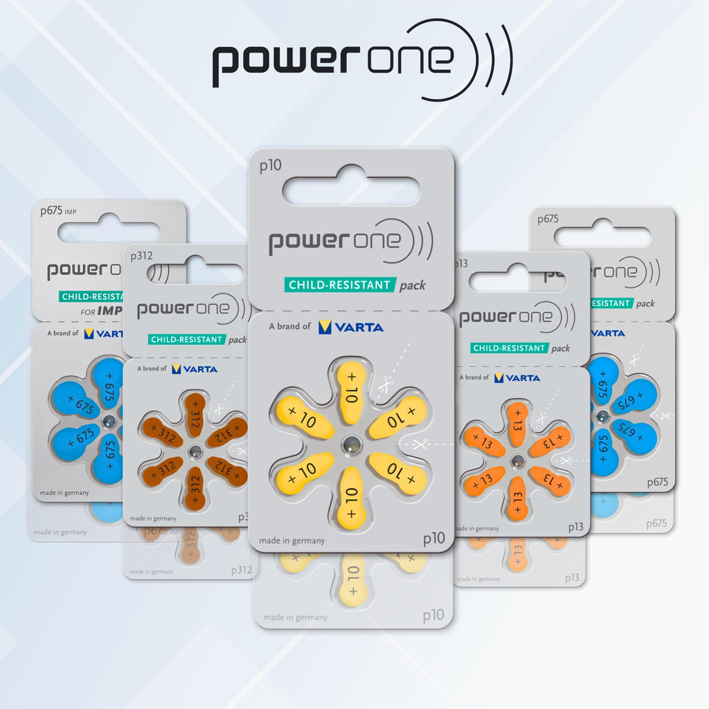 PowerOne Hearing Aid Batteries Size 10, PR70 60 Batteries