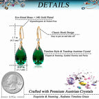 EVEVIC Austrian Crystal Teardrop Drop Earrings for Women, French Hook