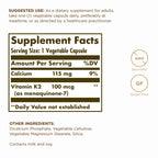 Solgar Naturally Sourced Vitamin K2 (MK-7) 100 mcg - 50 Vegetable Capsules, Pack of 2 - Supports Bone Health - Whole Food Source from Natto Extract - Non-GMO, Gluten Free - 100 Total Servings