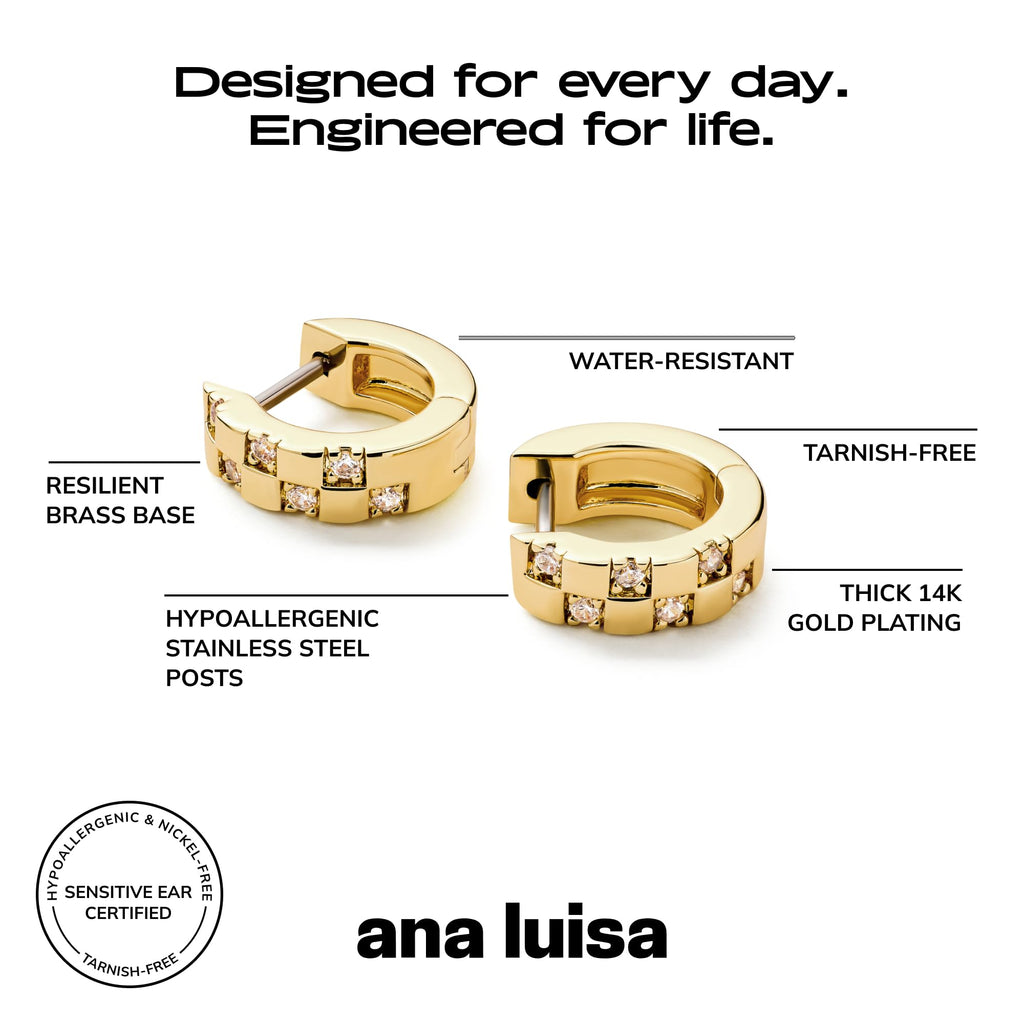 Ana Luisa Eden Gold Huggie Hoop Earrings - Mini 14K Gold Plated Hoops