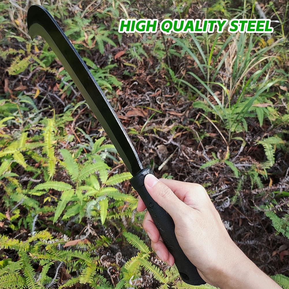 Sickle Machete for Yard Work Machetes for Cutting Trees Billhook Brush Clearing Sickle Garden Tool Brush Axe Harvest Knife Heavy Duty Machete with Curve Blade Grass Sickle for Gardening,Weeding