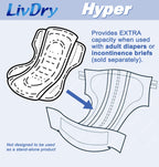 LivDry High Absorbency Pad Insert for Incontinence Briefs and Adult Diapers, Women and Men, Hyper 2400 (72 Count)