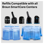 Braun Clean & Renew Refill Cartridges CCR, Replacement Shaver Cleaner Liquid Solution for Clean&Charge System, Pack of 4